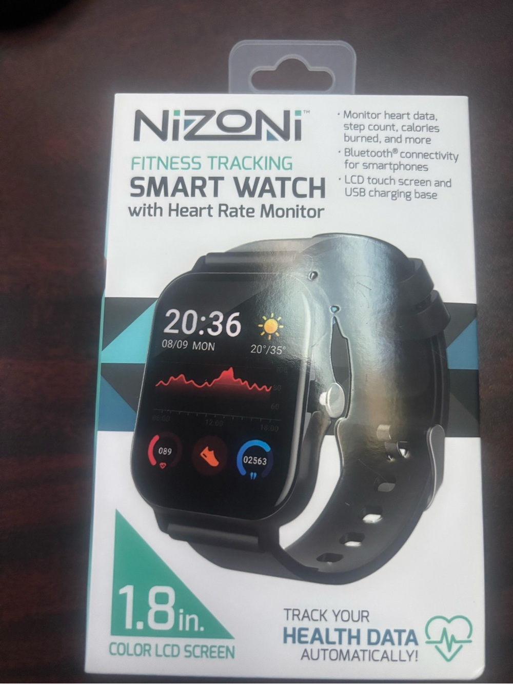 Fitness Smartwatch with Heart Rate Monitor - Black